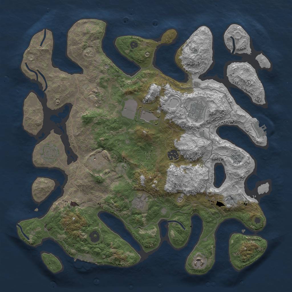 Rust Map: Procedural Map, Size: 4000, Seed: 516581, 17 Monuments