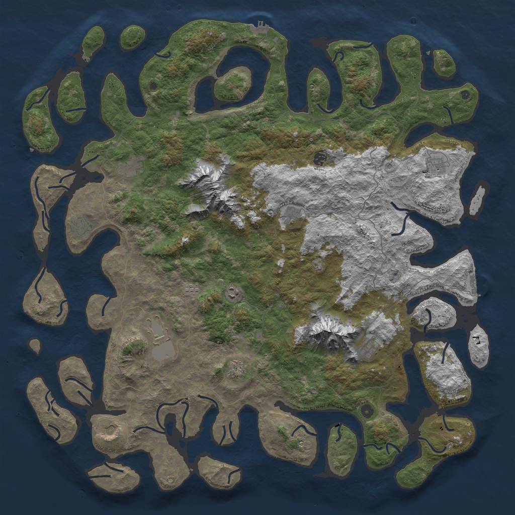 Rust Map: Procedural Map, Size: 6000, Seed: 565745, 19 Monuments