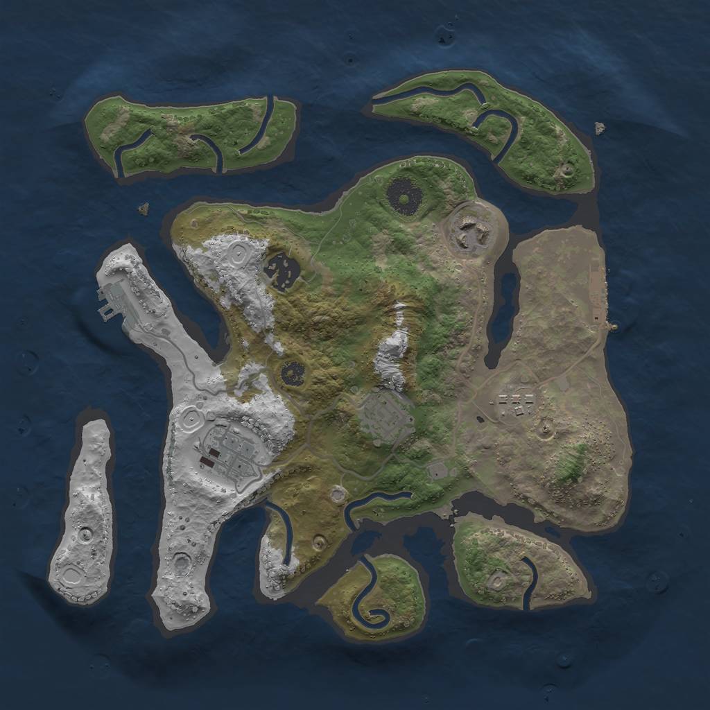 Rust Map: Procedural Map, Size: 3000, Seed: 20230, 12 Monuments