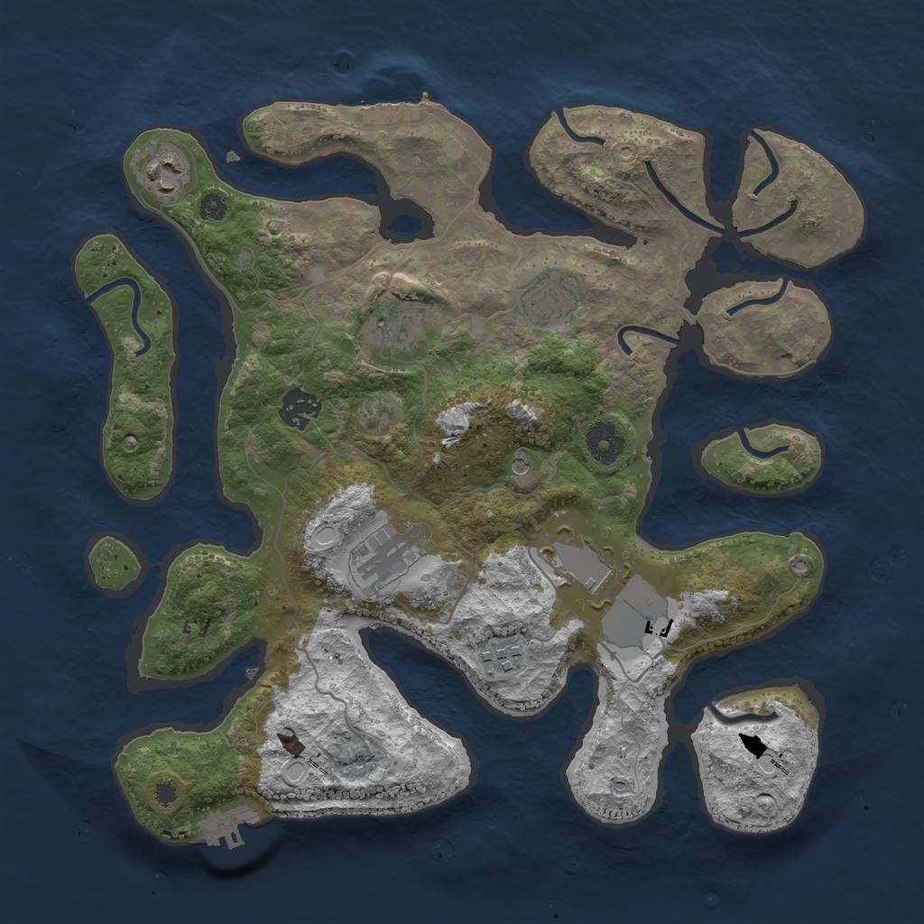 Rust Map: Procedural Map, Size: 3500, Seed: 841131195, 15 Monuments