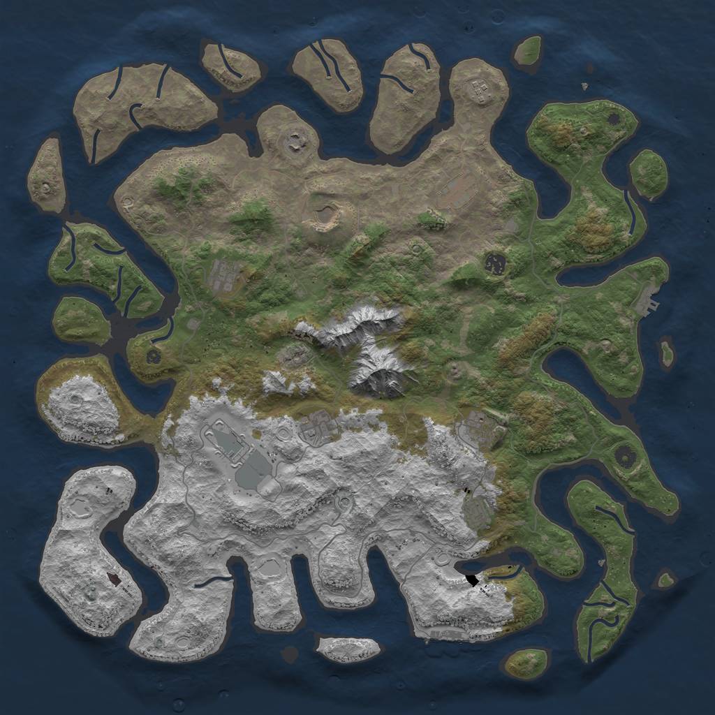 Rust Map: Procedural Map, Size: 5000, Seed: 1846826147, 18 Monuments