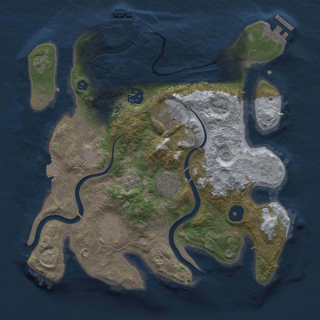 Rust Map: Procedural Map, Size: 3000, Seed: 1087514635, 11 Monuments