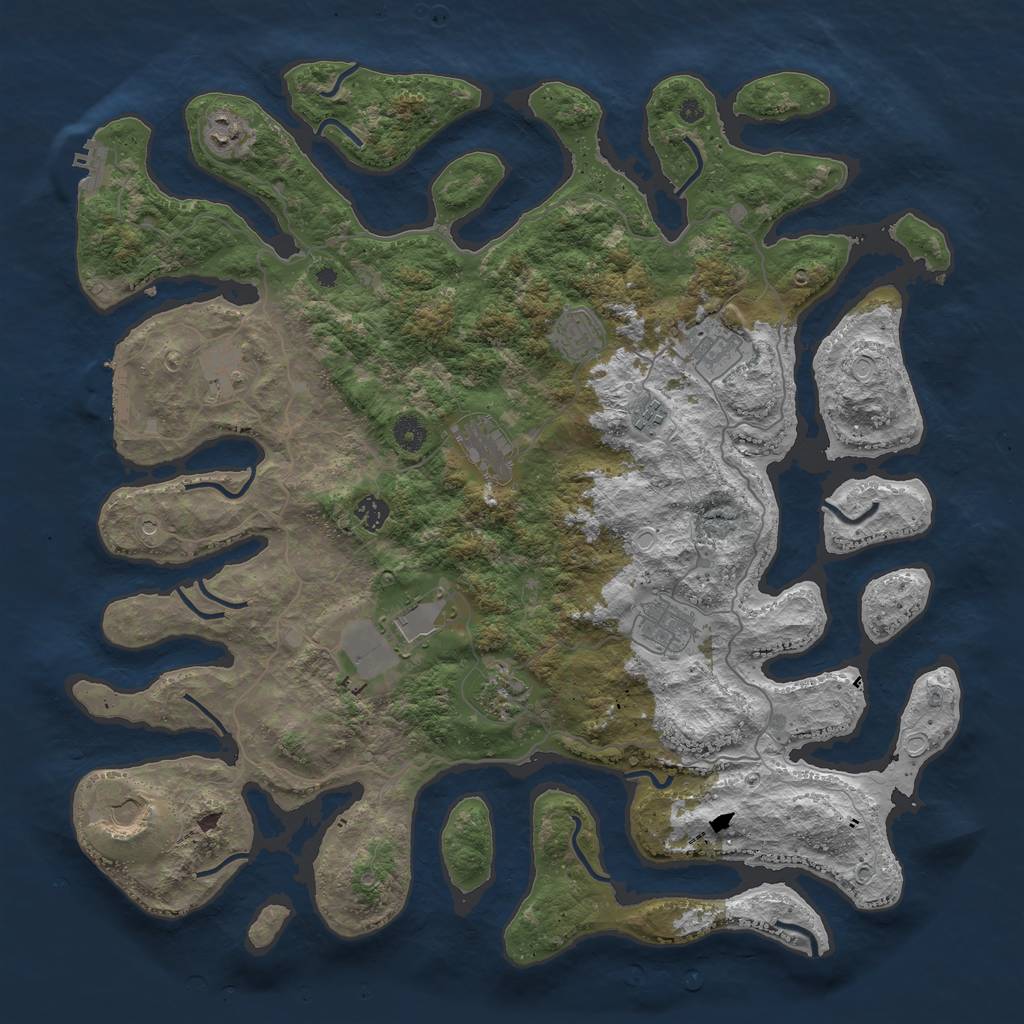 Rust Map: Procedural Map, Size: 4500, Seed: 77380497, 19 Monuments