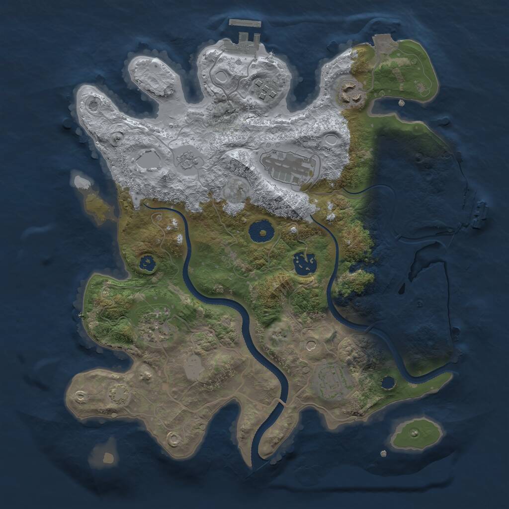 Rust Map: Procedural Map, Size: 3200, Seed: 23573452, 12 Monuments