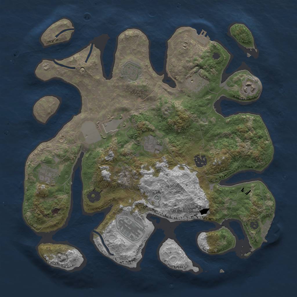 Rust Map: Procedural Map, Size: 3500, Seed: 714685406, 16 Monuments