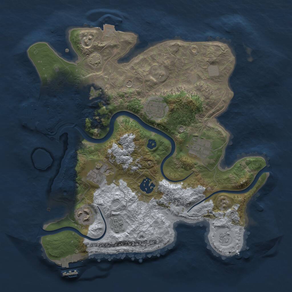 Rust Map: Procedural Map, Size: 3000, Seed: 841131195, 13 Monuments