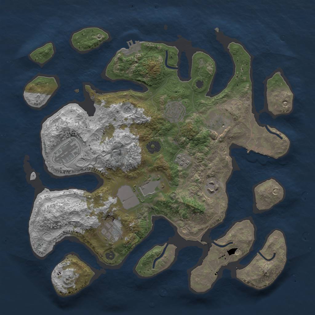 Rust Map: Procedural Map, Size: 3500, Seed: 947988, 15 Monuments