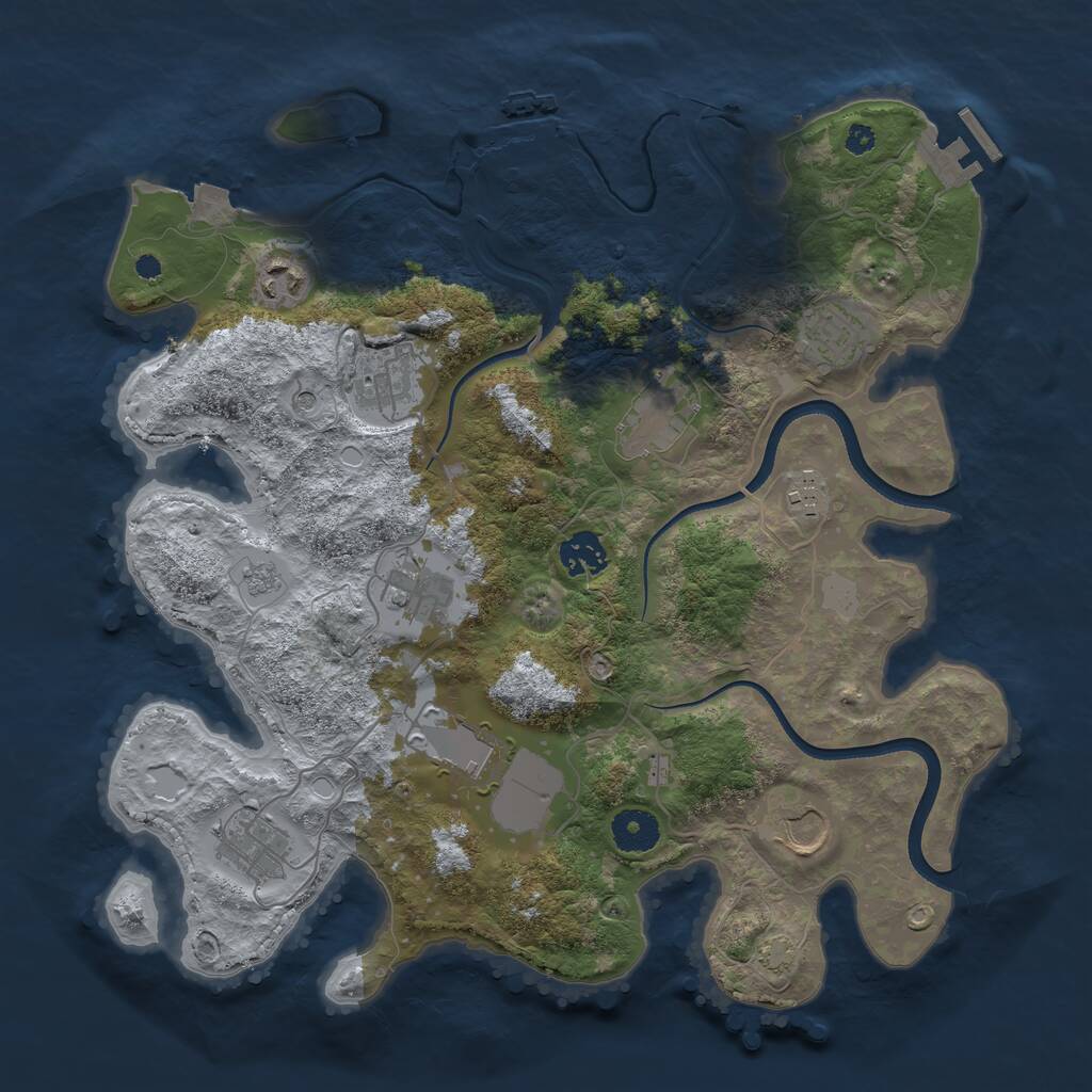 Rust Map: Procedural Map, Size: 3600, Seed: 20145, 16 Monuments