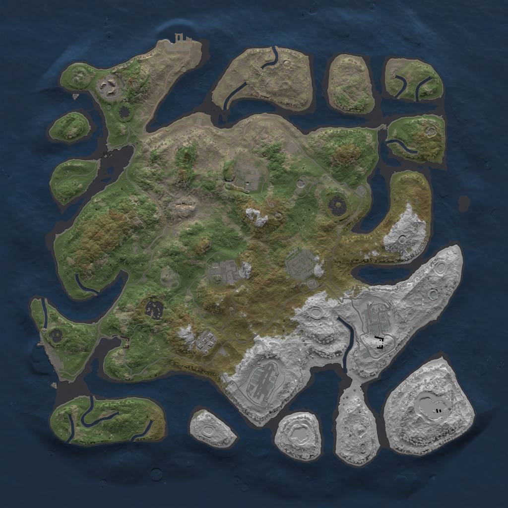 Rust Map: Procedural Map, Size: 4000, Seed: 1309721545, 16 Monuments