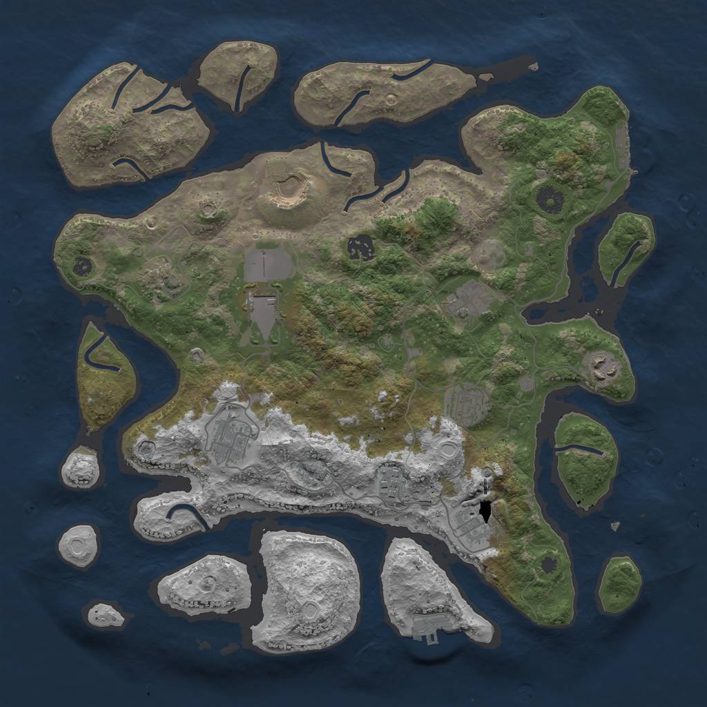 Rust Map: Procedural Map, Size: 3800, Seed: 32500, 17 Monuments
