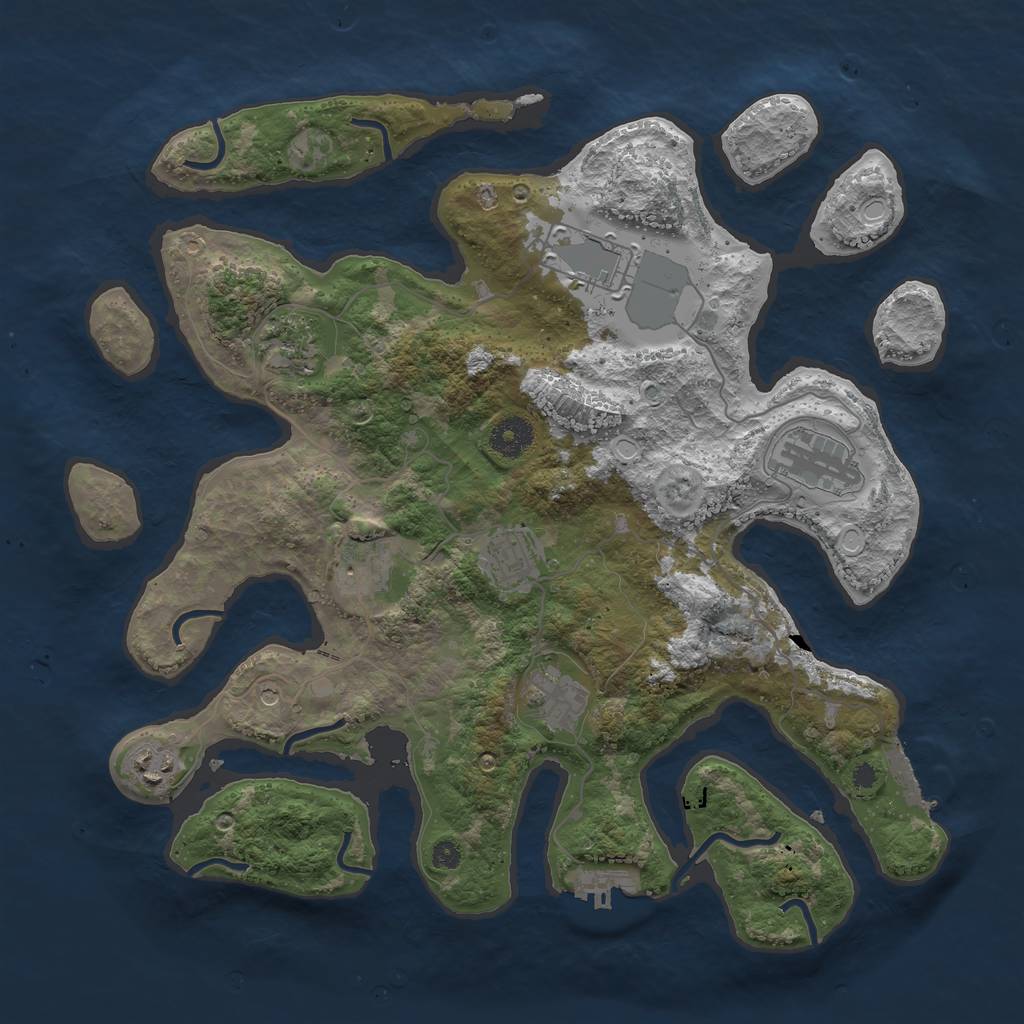 Rust Map: Procedural Map, Size: 3679, Seed: 3694, 15 Monuments