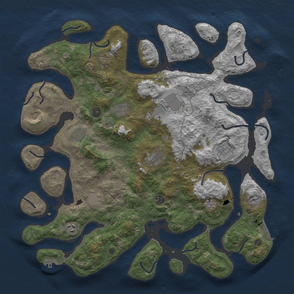 Rust Map: Procedural Map, Size: 4500, Seed: 710419652, 19 Monuments