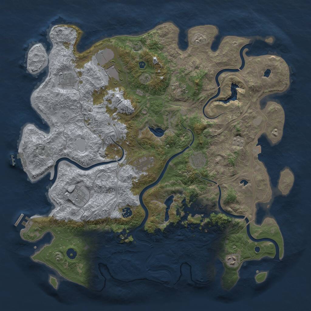 Rust Map: Procedural Map, Size: 4500, Seed: 11573521, 16 Monuments
