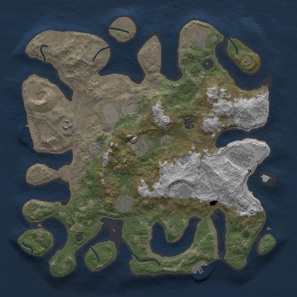 Rust Map: Procedural Map, Size: 4000, Seed: 740846527, 18 Monuments