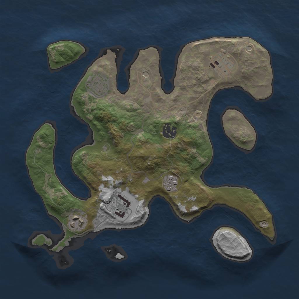 Rust Map: Barren, Size: 3000, Seed: 821903, 9 Monuments