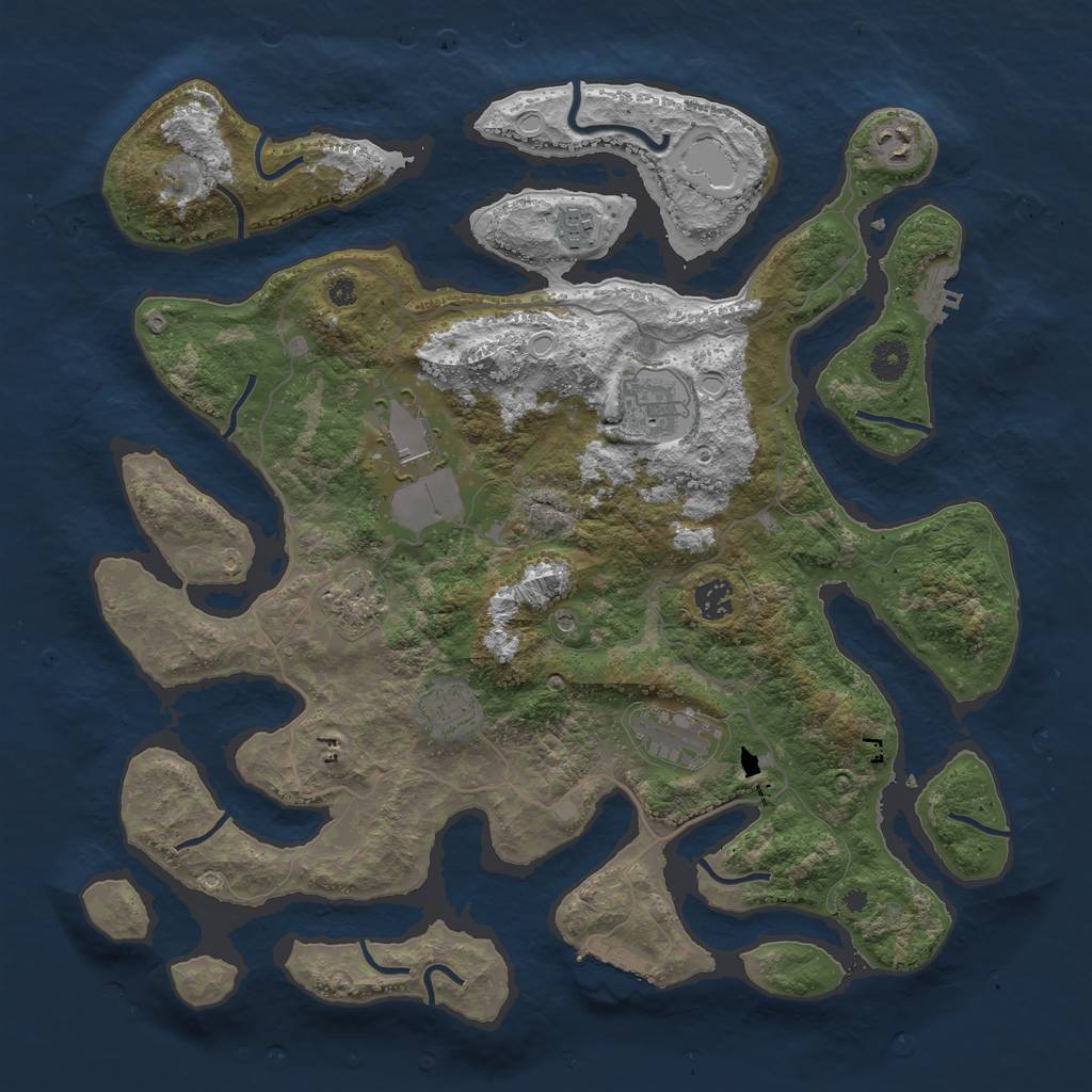 Rust Map: Procedural Map, Size: 4096, Seed: 77827244, 16 Monuments