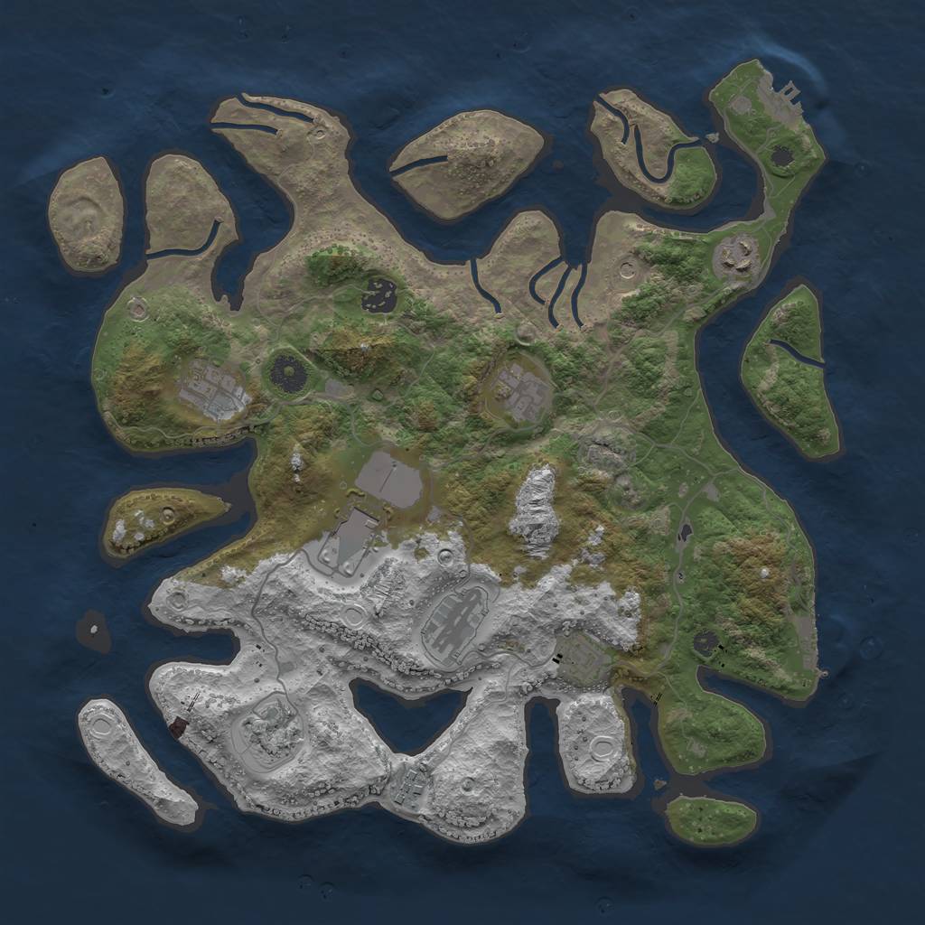 Rust Map: Procedural Map, Size: 3800, Seed: 92009, 17 Monuments