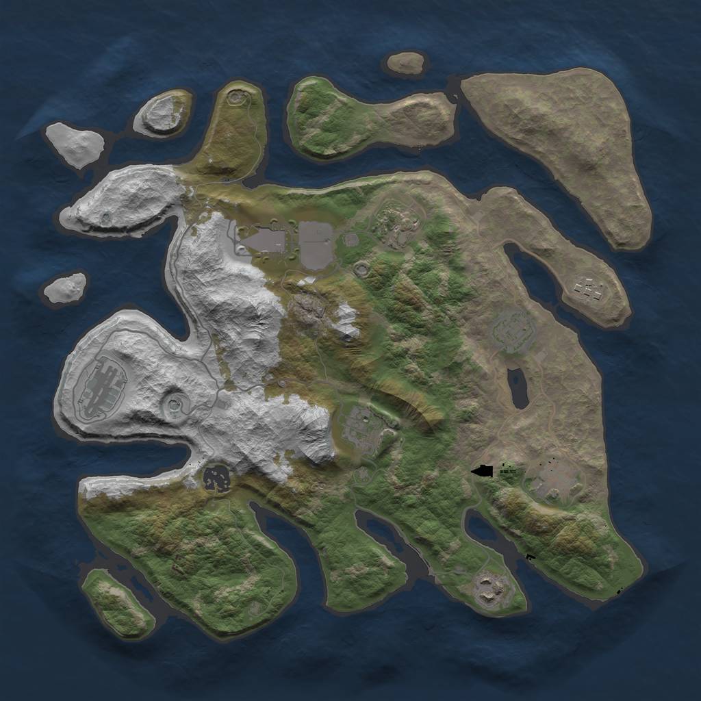 Rust Map: Barren, Size: 3750, Seed: 87875432, 12 Monuments