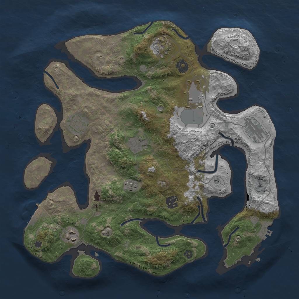 Rust Map: Procedural Map, Size: 3500, Seed: 3840, 16 Monuments