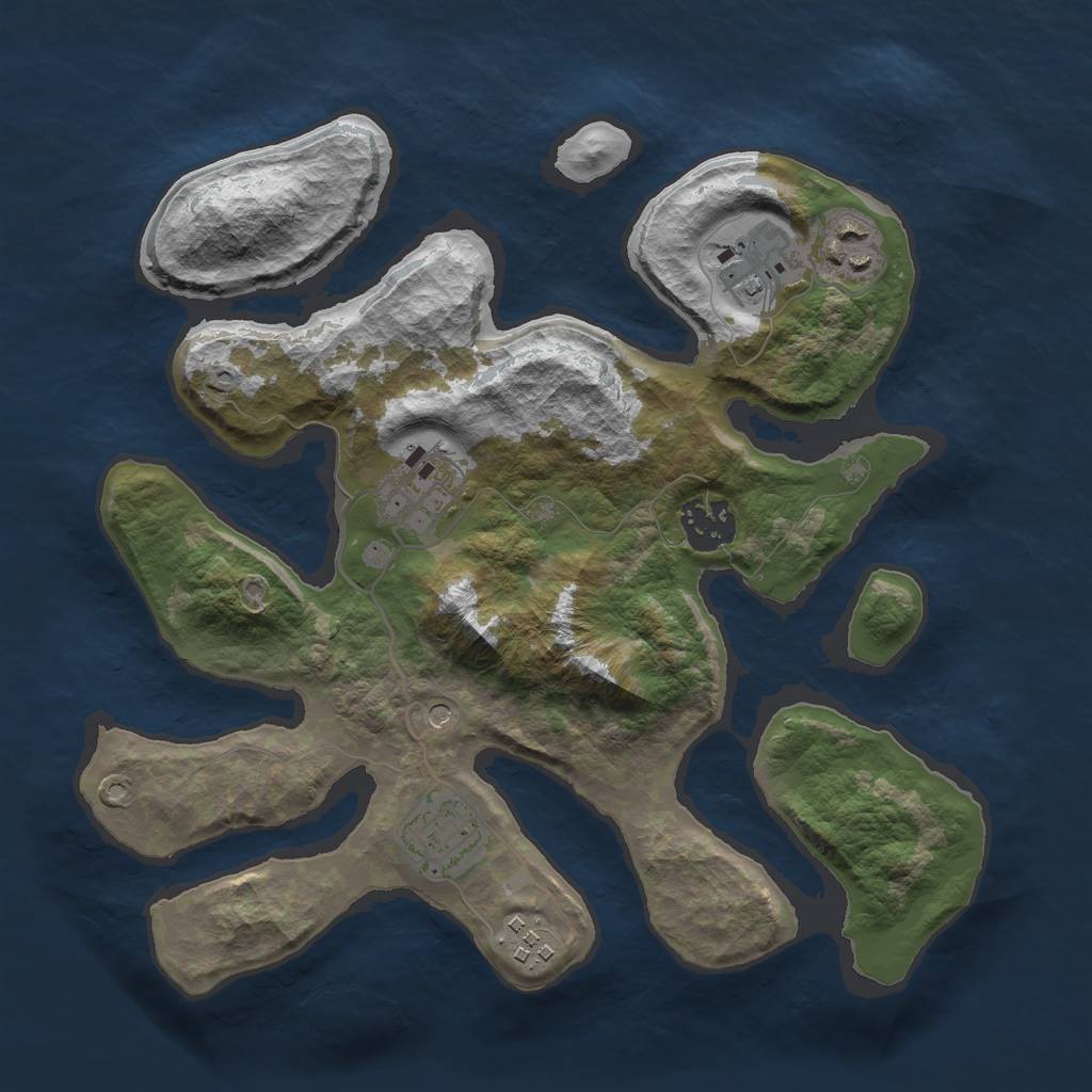 Rust Map: Barren, Size: 3000, Seed: 2341241, 9 Monuments
