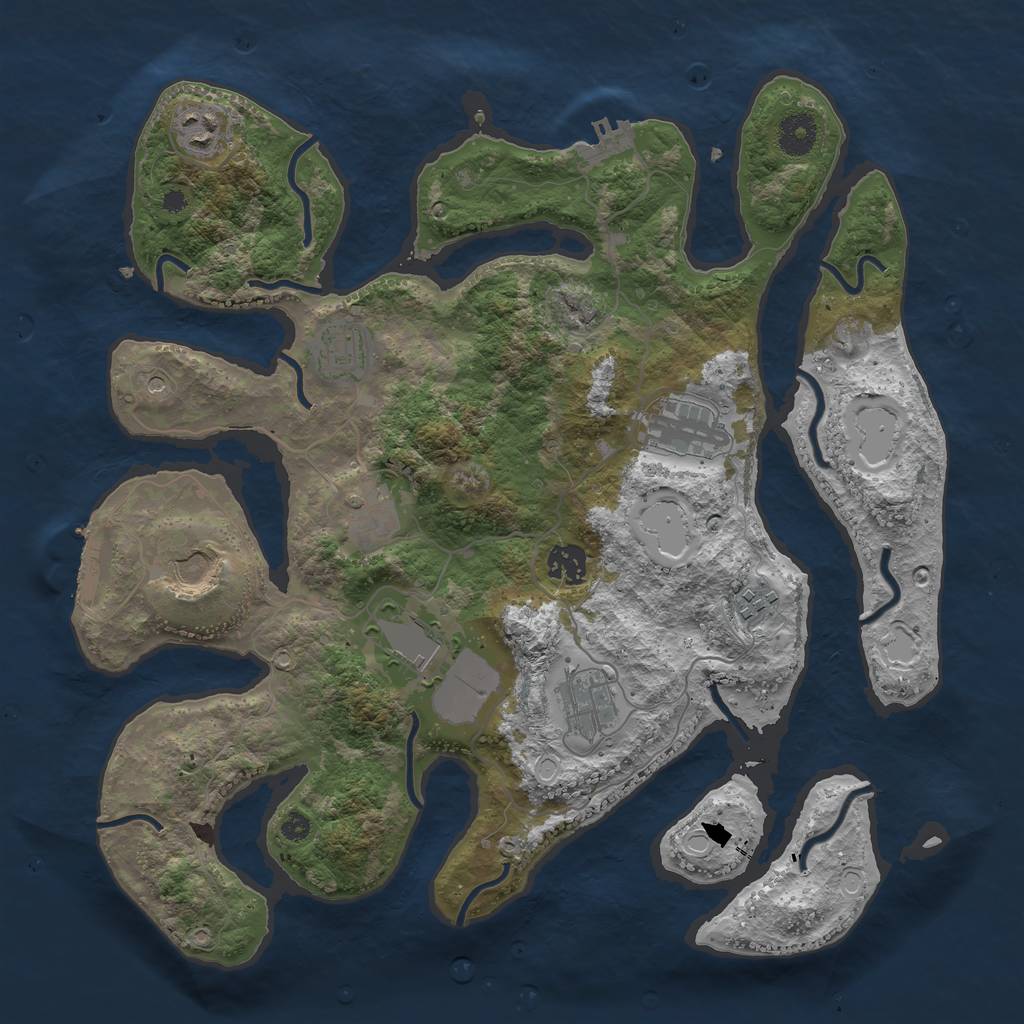Rust Map: Procedural Map, Size: 3750, Seed: 60139635, 17 Monuments