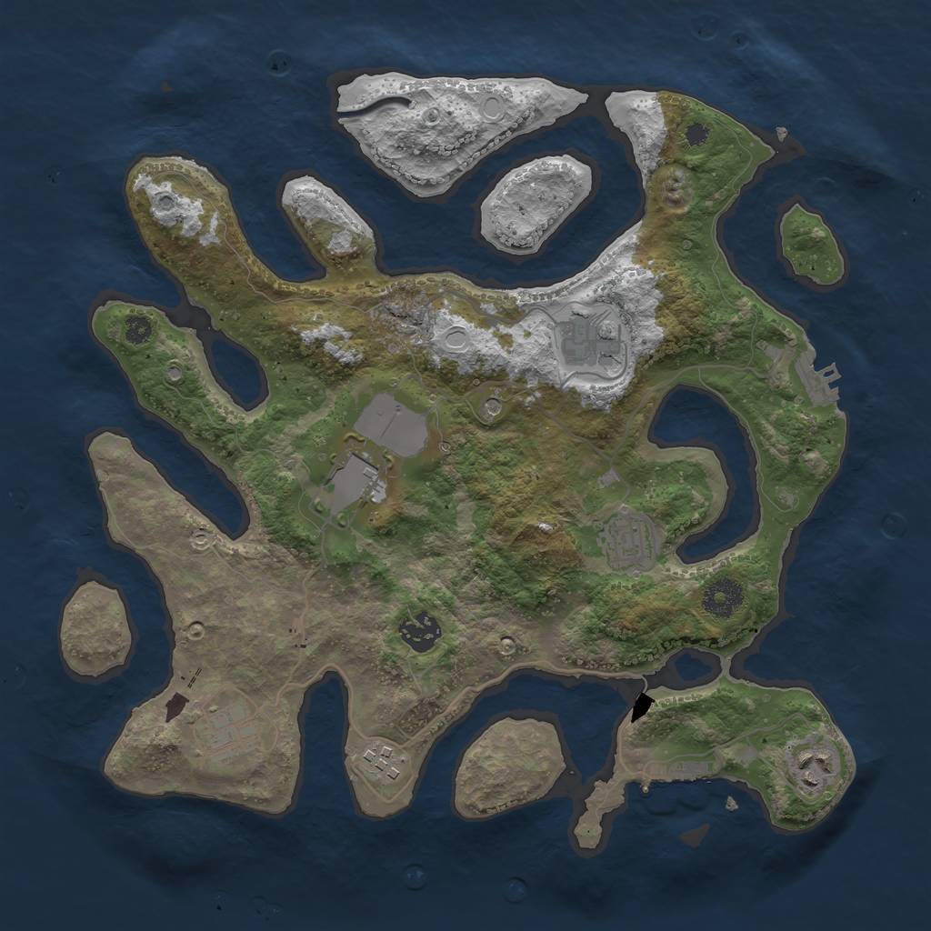 Rust Map: Procedural Map, Size: 3500, Seed: 848371482, 15 Monuments