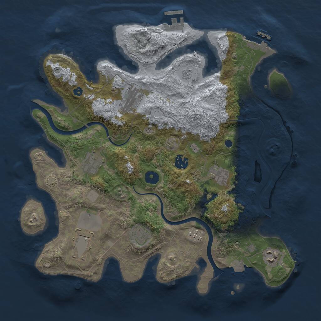 Rust Map: Procedural Map, Size: 3500, Seed: 848371482, 14 Monuments
