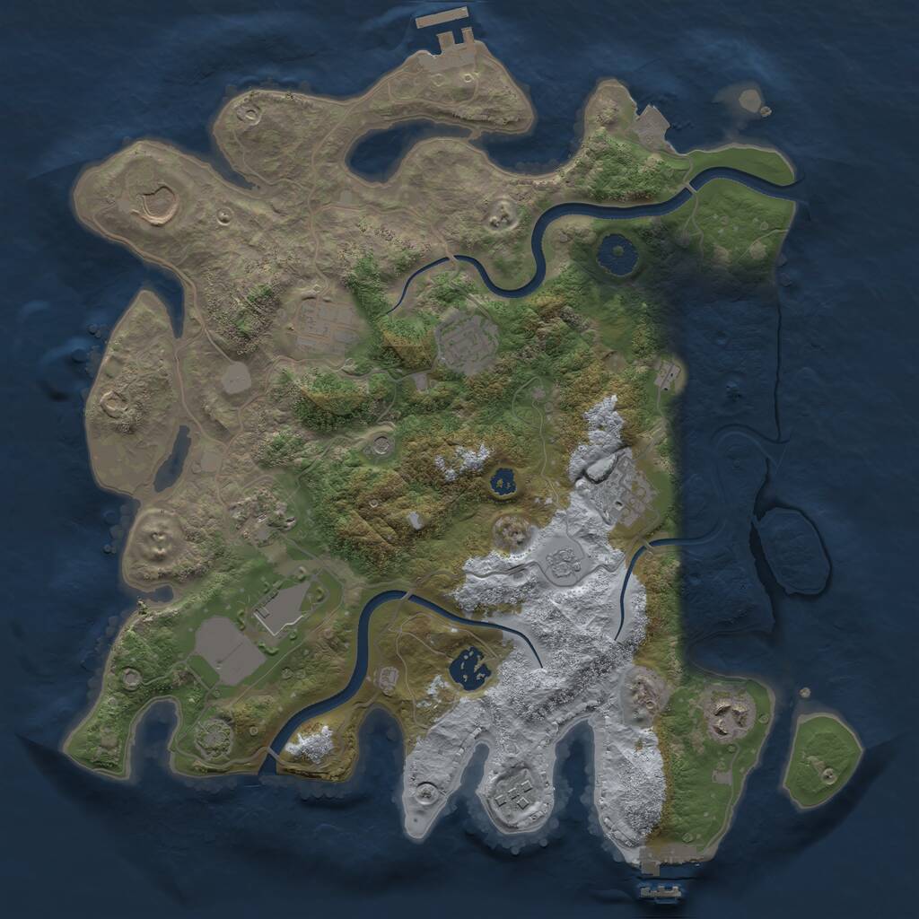 Rust Map: Procedural Map, Size: 3500, Seed: 779674593, 15 Monuments