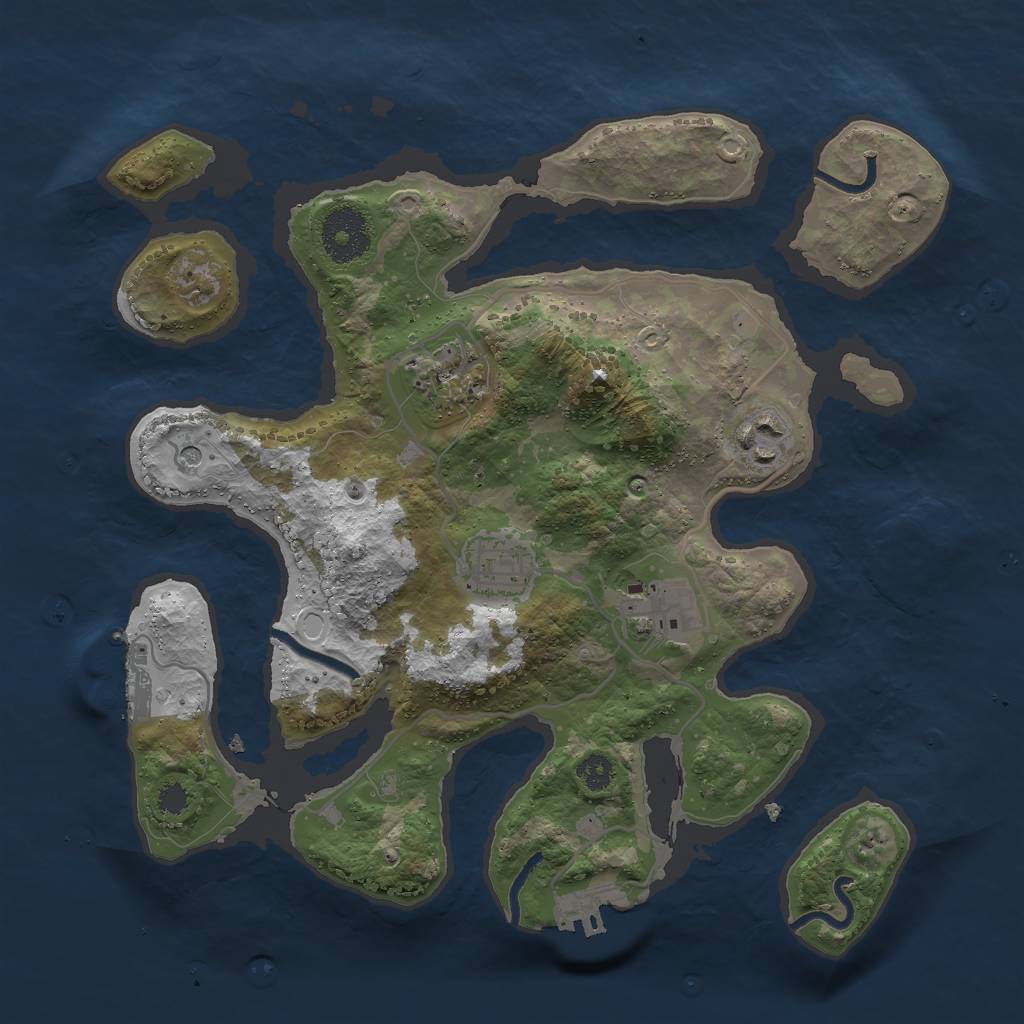 Rust Map: Procedural Map, Size: 3000, Seed: 796025, 12 Monuments