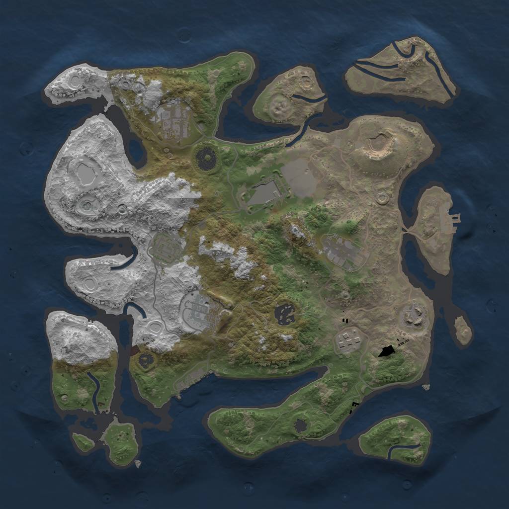 Rust Map: Procedural Map, Size: 3500, Seed: 1495316352, 17 Monuments