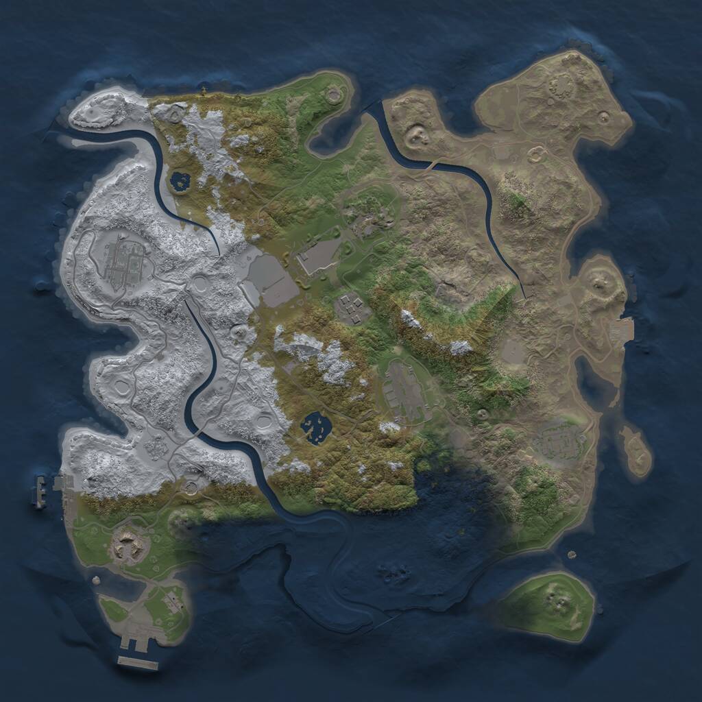 Rust Map: Procedural Map, Size: 3500, Seed: 1495316352, 14 Monuments