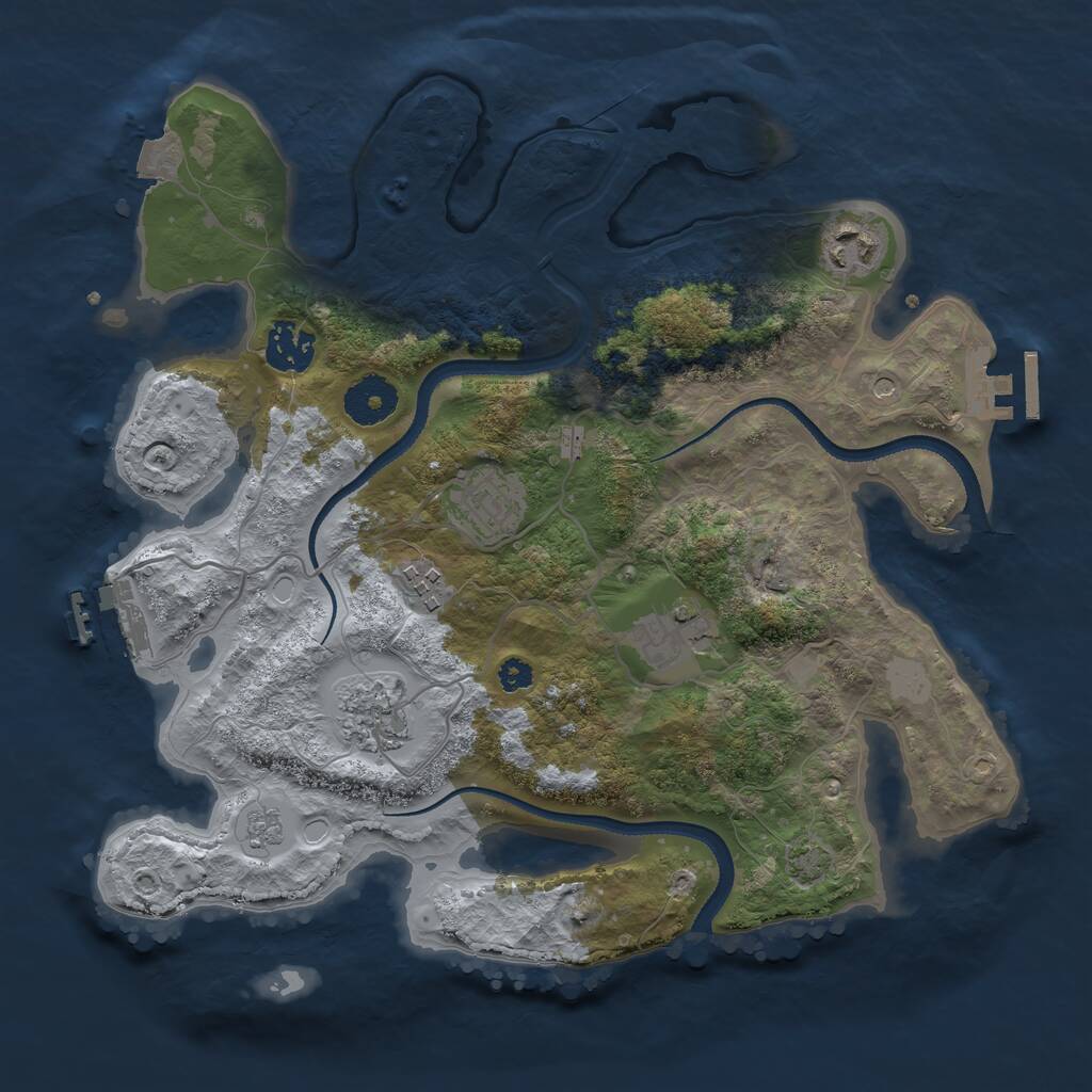 Rust Map: Procedural Map, Size: 3250, Seed: 57, 12 Monuments