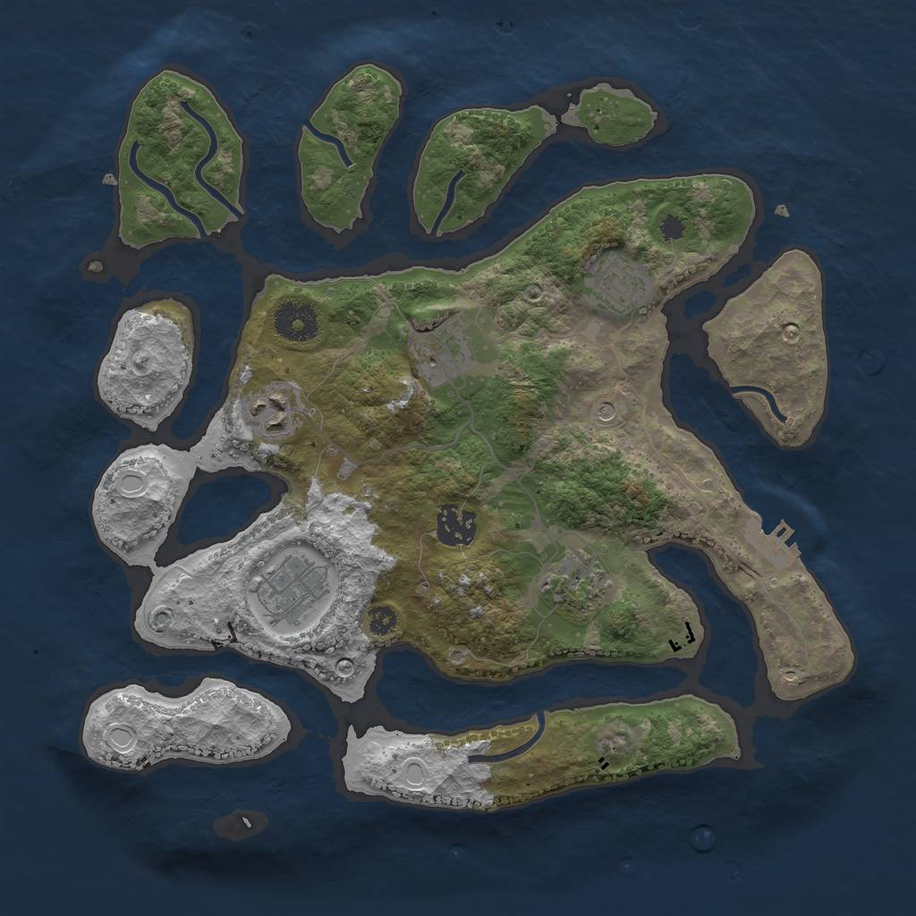 Rust Map: Procedural Map, Size: 3250, Seed: 57, 13 Monuments