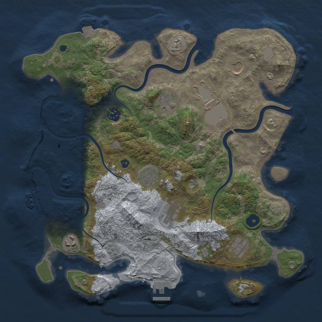 Rust Map: Procedural Map, Size: 3750, Seed: 18638343, 15 Monuments
