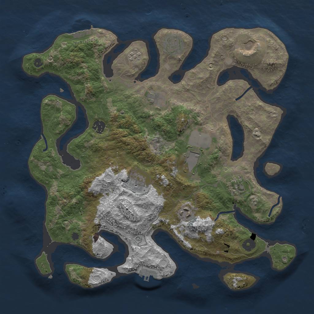 Rust Map: Procedural Map, Size: 3750, Seed: 18638343, 17 Monuments