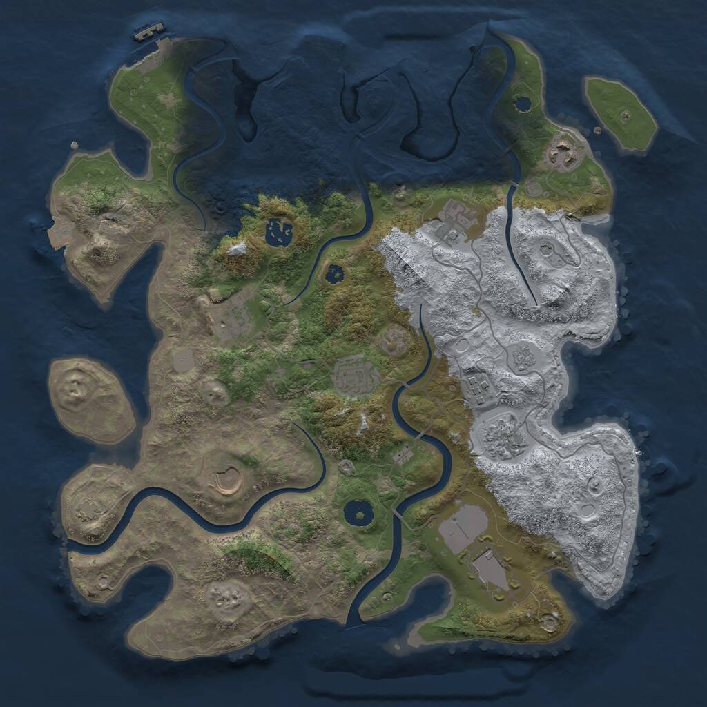 Rust Map: Procedural Map, Size: 3700, Seed: 1253881599, 15 Monuments
