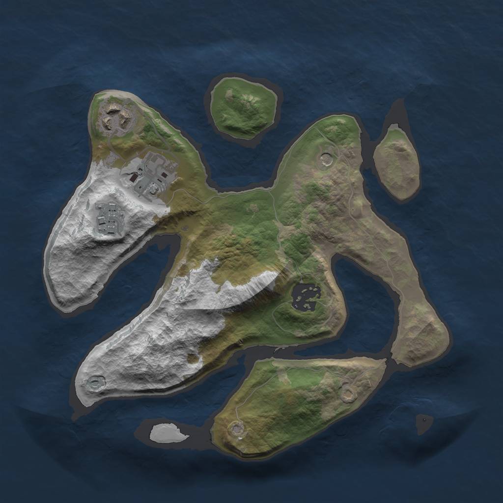 Rust Map: Barren, Size: 2500, Seed: 228, 7 Monuments