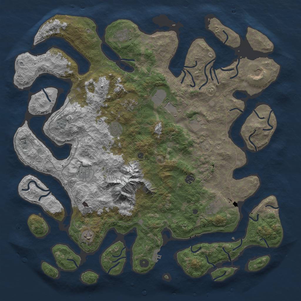 Rust Map: Procedural Map, Size: 5000, Seed: 1929563134, 18 Monuments