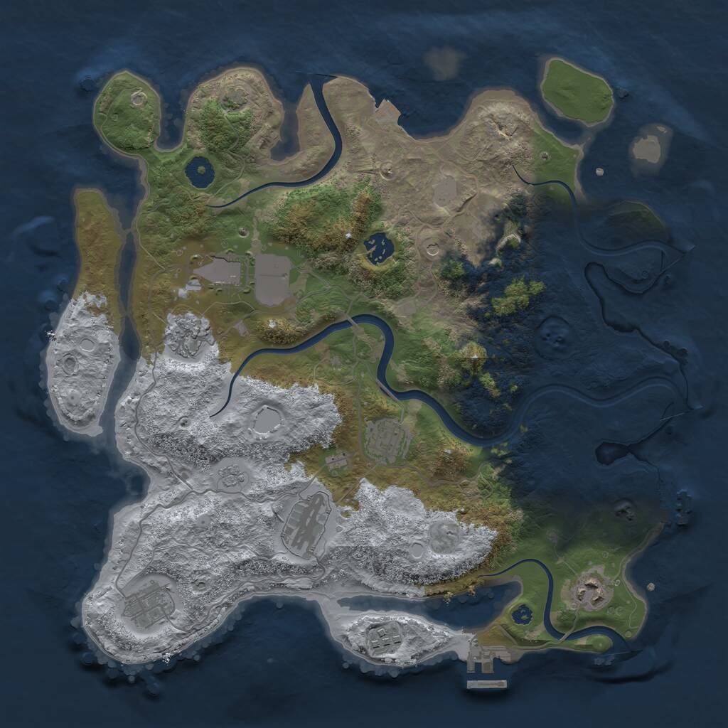 Rust Map: Procedural Map, Size: 3700, Seed: 614776348, 15 Monuments