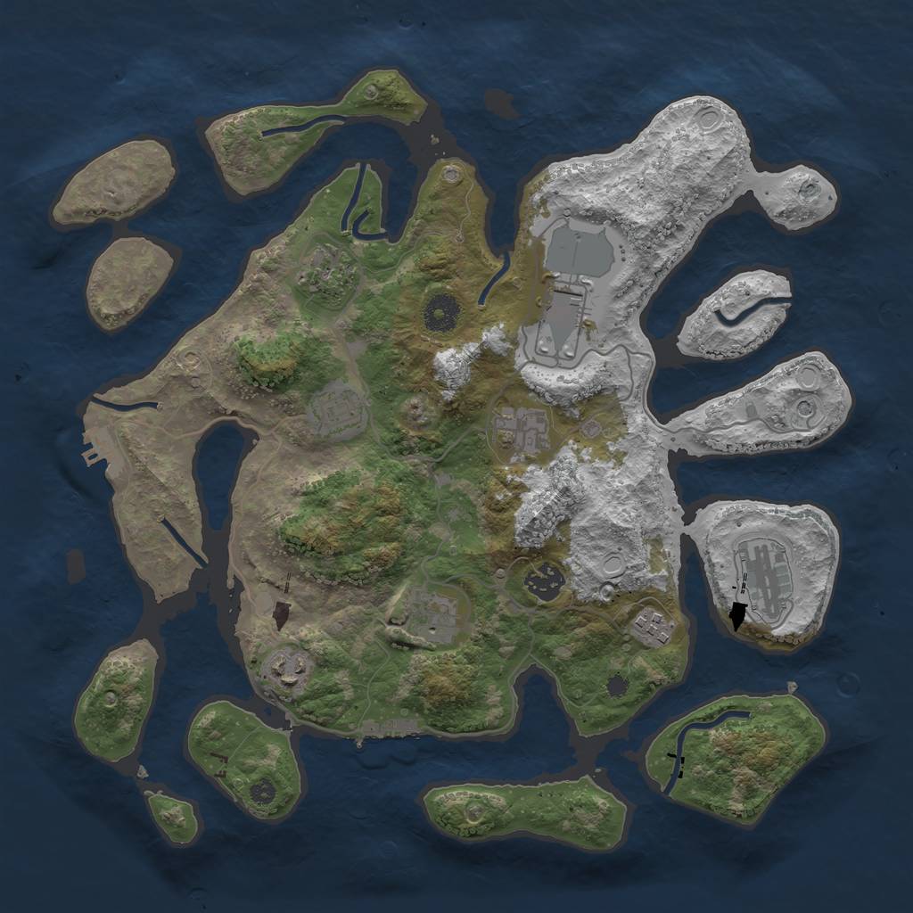 Rust Map: Procedural Map, Size: 3700, Seed: 201466735, 17 Monuments