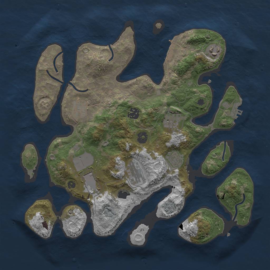 Rust Map: Procedural Map, Size: 3500, Seed: 667621984, 15 Monuments