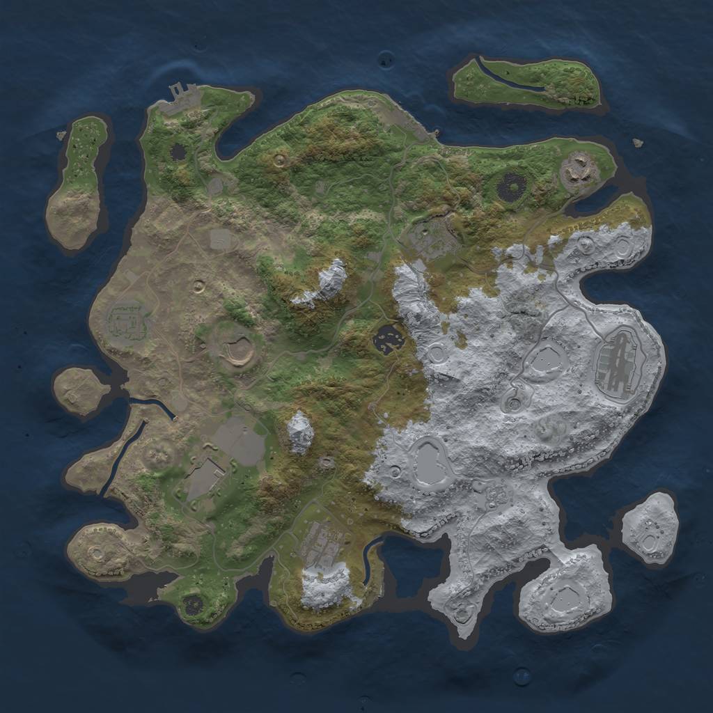 Rust Map: Procedural Map, Size: 3650, Seed: 23434, 17 Monuments