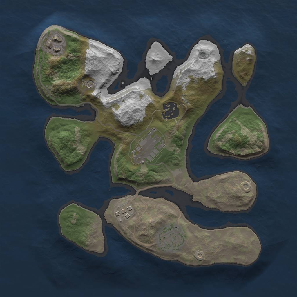 Rust Map: Barren, Size: 2500, Seed: 7610, 8 Monuments