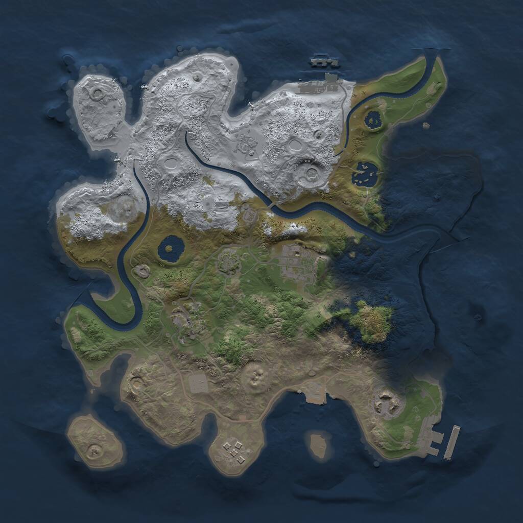 Rust Map: Procedural Map, Size: 3000, Seed: 525382253, 11 Monuments