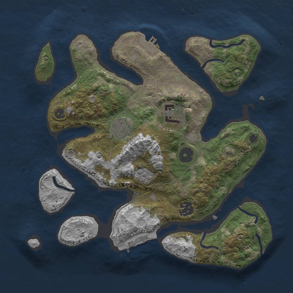 Rust Map: Procedural Map, Size: 3000, Seed: 344654956, 11 Monuments