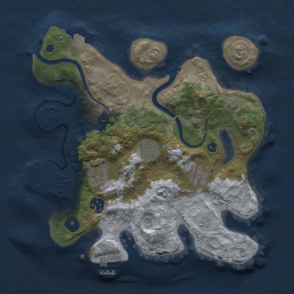Rust Map: Procedural Map, Size: 3000, Seed: 5543, 10 Monuments