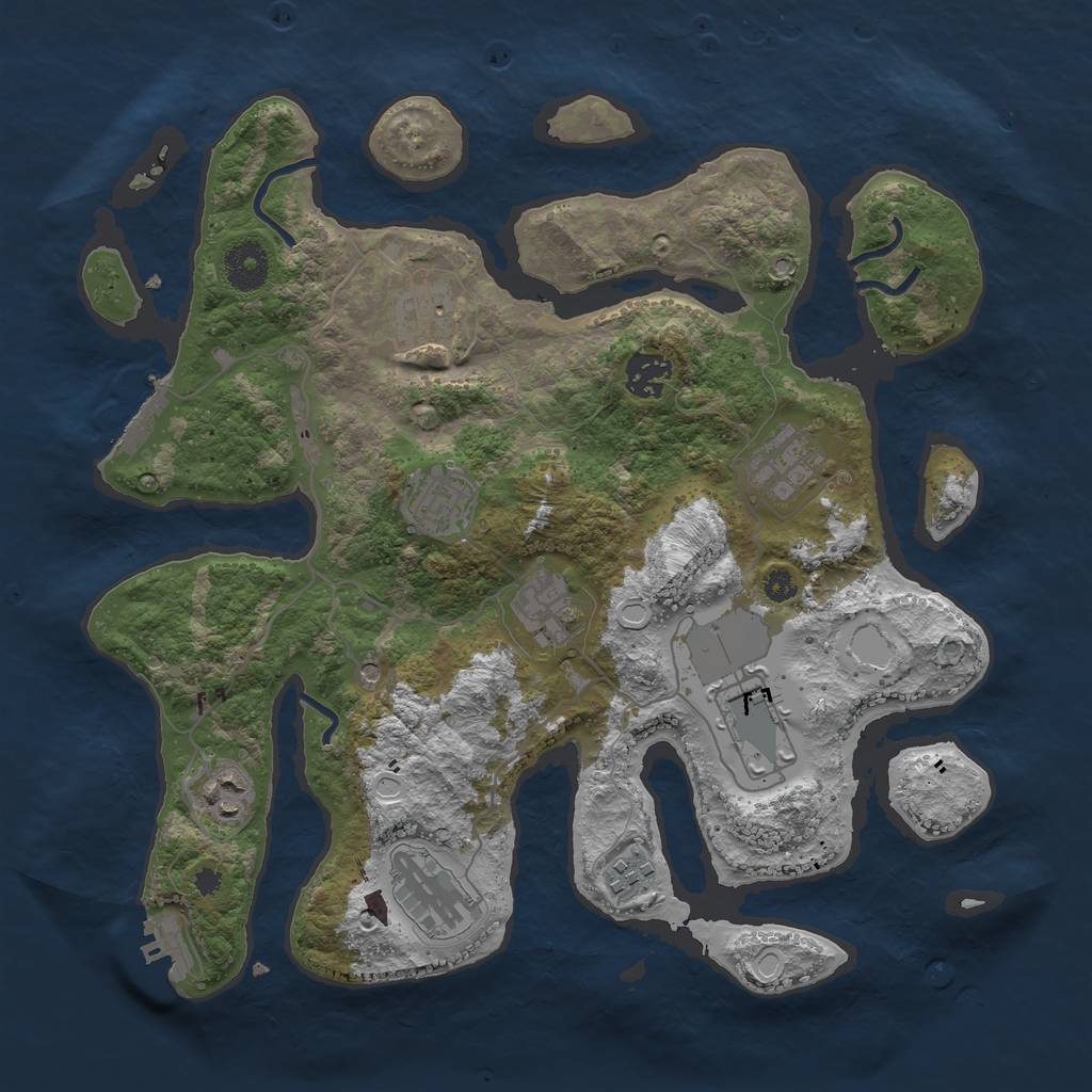Rust Map: Procedural Map, Size: 3500, Seed: 6996, 17 Monuments