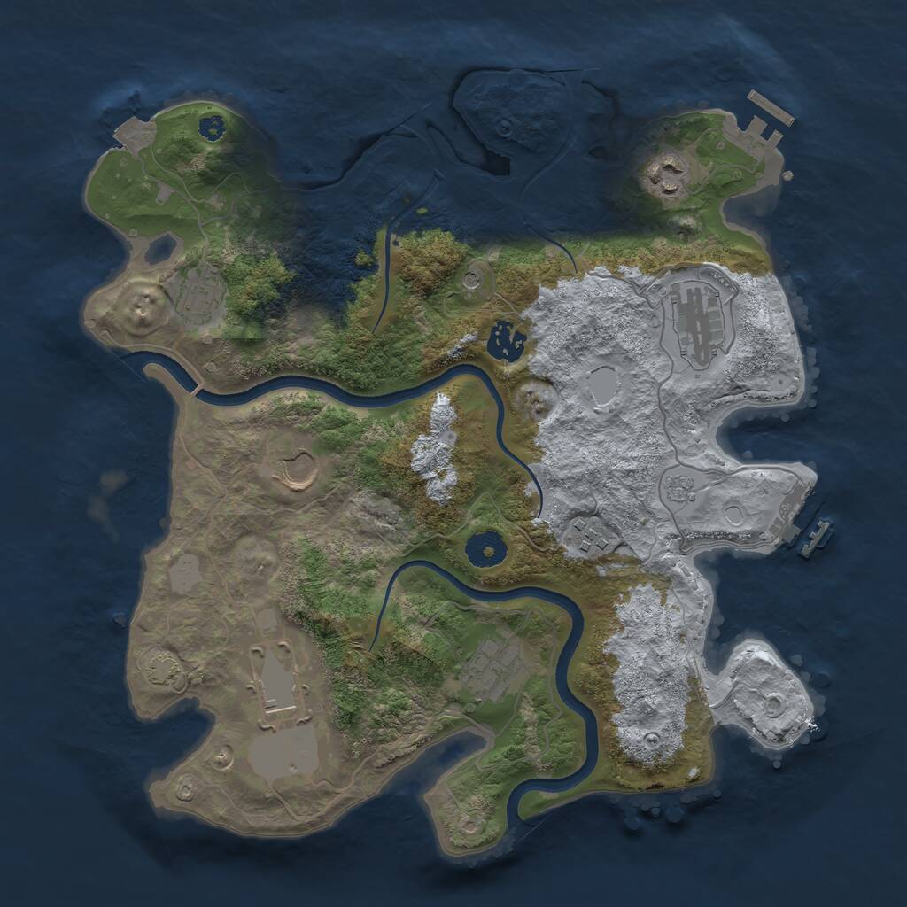 Rust Map: Procedural Map, Size: 3500, Seed: 52083704, 14 Monuments