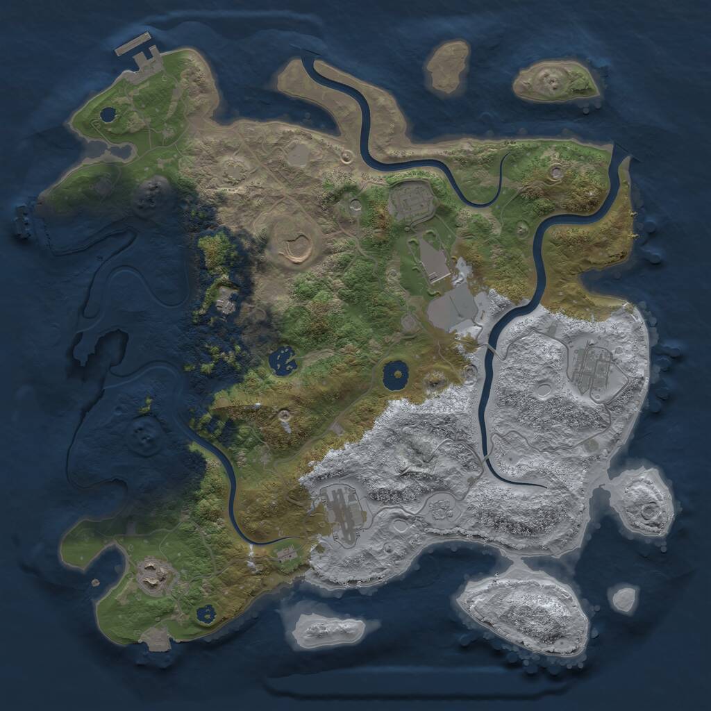 Rust Map: Procedural Map, Size: 3750, Seed: 22516192, 14 Monuments