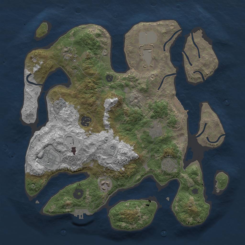 Rust Map: Procedural Map, Size: 3500, Seed: 70523957, 16 Monuments